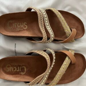 Circus by Sam Edelman Brown and Cream Strappy Sandals